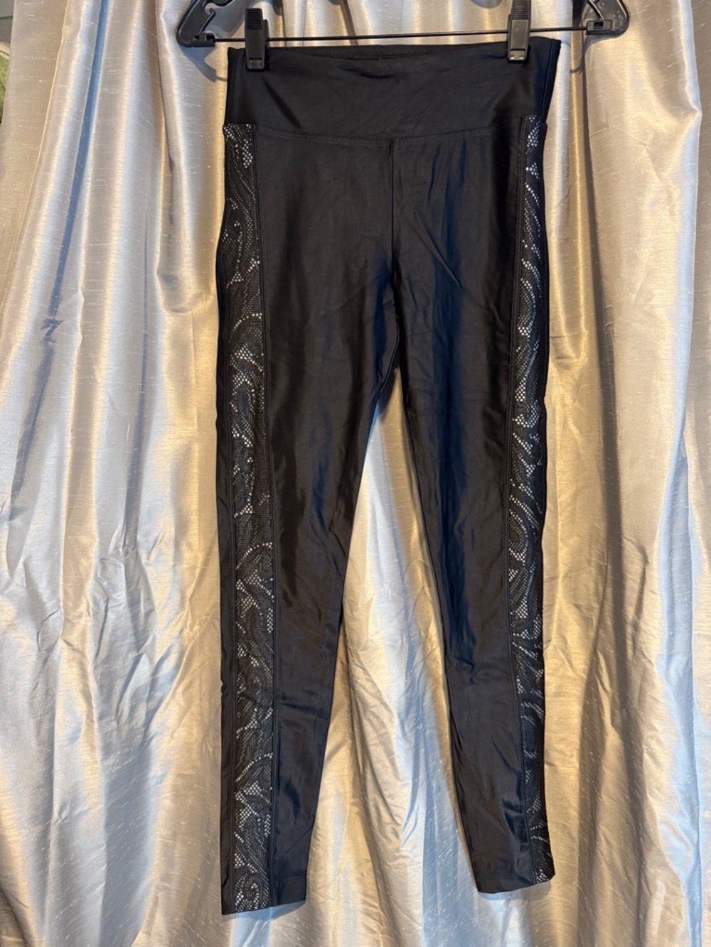 Koral Black Leggings with Side Lace Panels size medium